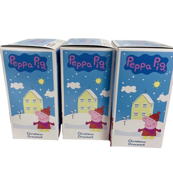 3 Peppa Pig Winter Santa Present Holiday Christmas Gift Ornament Kurt Adler Lot - Picture 7 of 15
